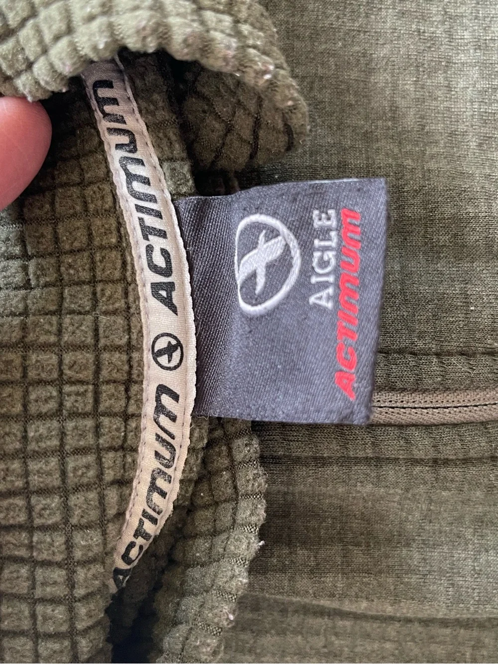 Aigle Actimum Polartec Grid Fleece Mens Quarter Zip Pullover Olive Green‎ Jacket